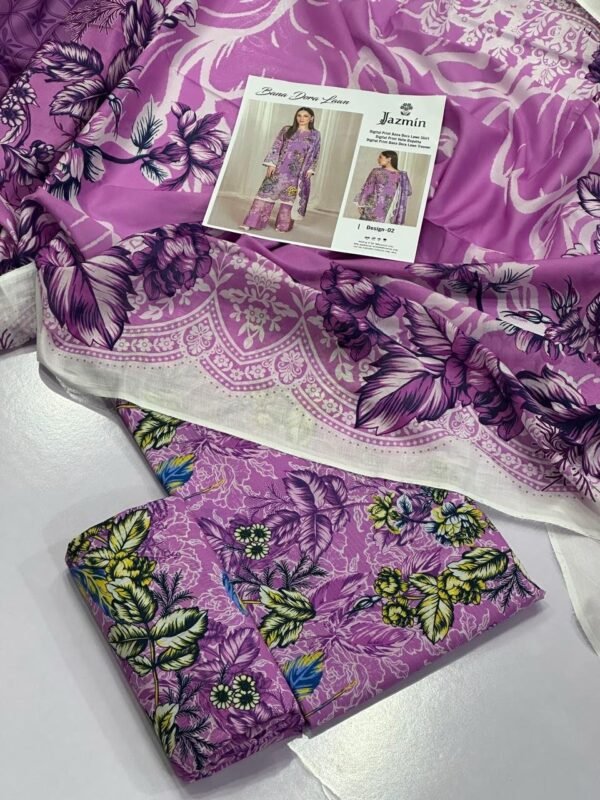 azmin Lawn Unstitched 3 Piece Suit | Colour-Purple