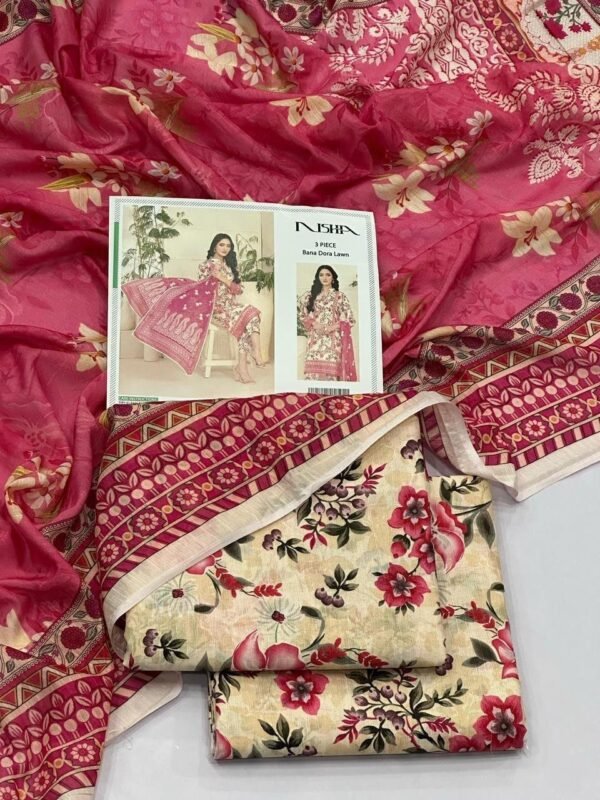 Nishat Lawn Unstitched 3 Piece Suit | Colour- Peach Puff