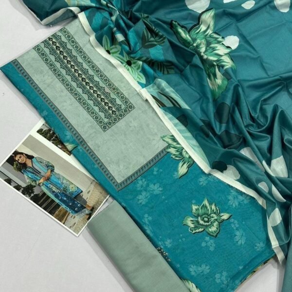 Maria B Lawn Unstitched 3 Piece Suit | Colour-Pine Green