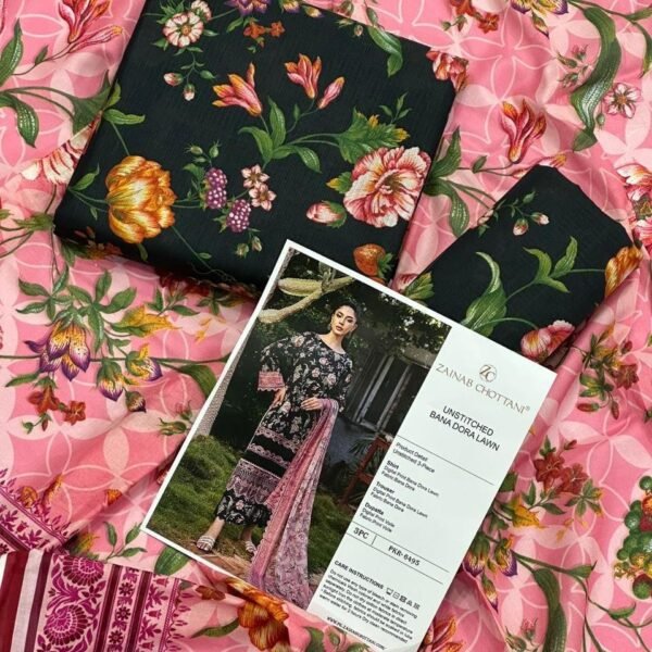 Zainab Chottani Lawn Unstitched 3 Piece Suit | Colour-Timber Green