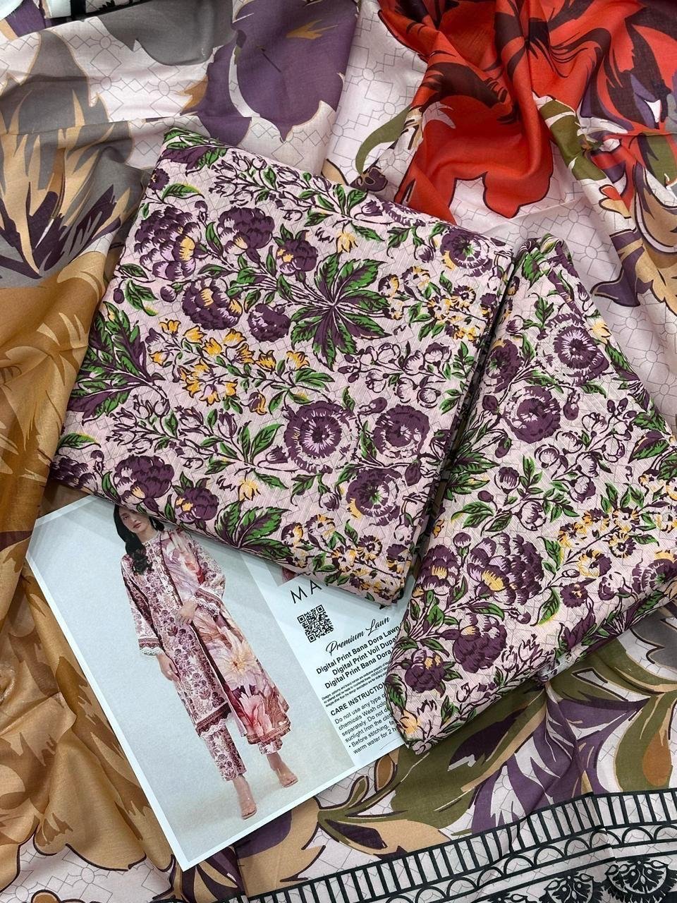 Maria.B. Premium Lawn Unstitched 3 Piece Suit | Colour-Oyster Pink Maria.B. Premium Lawn Unstitched 3 Piece Suit | Colour-Oyster Pink