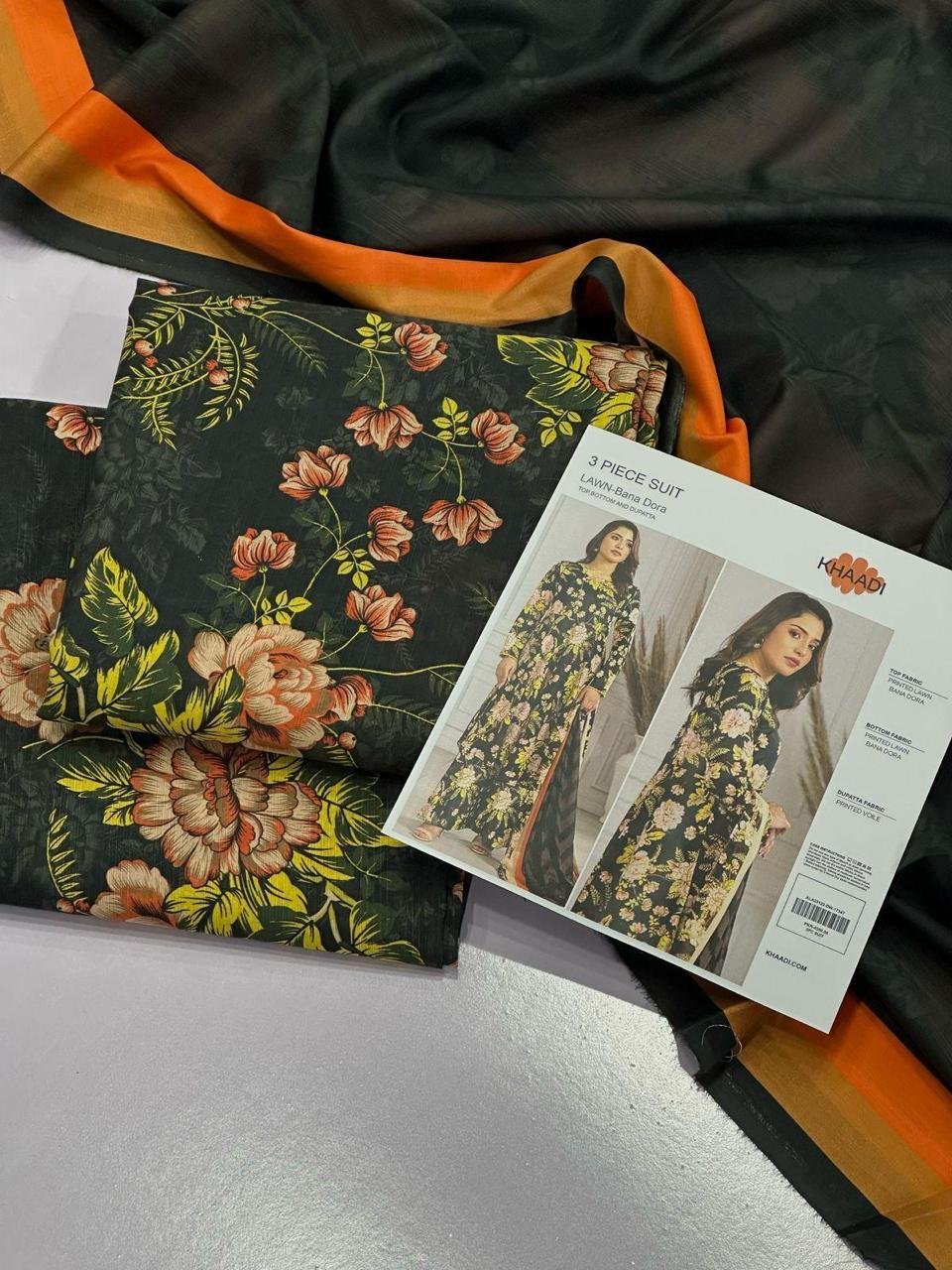 Khaadi Lawn Unstitched 3 Piece Suit | Colour-Dark Jungle Green Khaadi Lawn Unstitched 3 Piece Suit | Colour-Dark Jungle Green