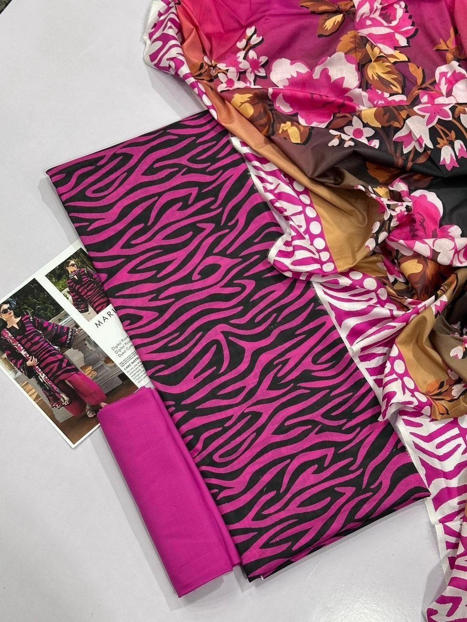 Maria B Lawn Unstitched 3 Piece Suit | Colour-Red Violet