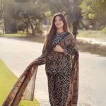 women wear Nishat Lawn 3 Piece Suit | Colour- Black