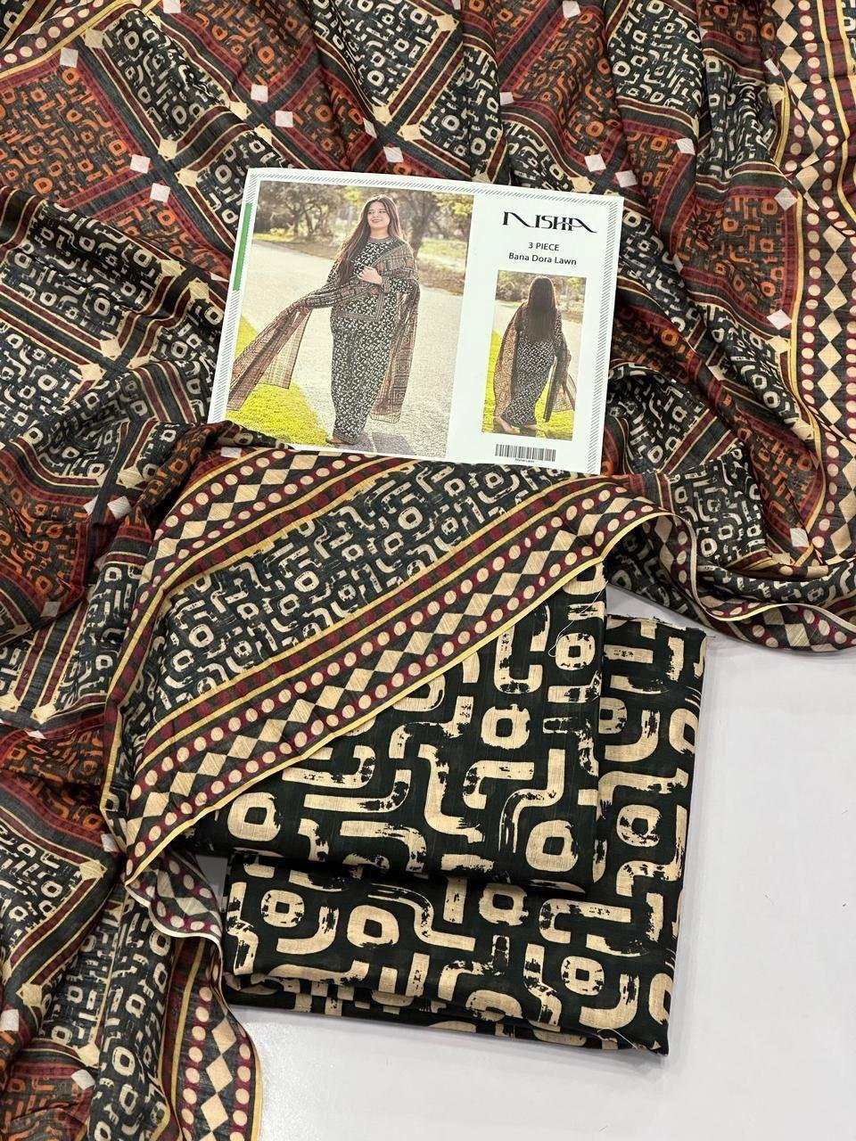 Nishat Lawn Unstitched 3 Piece Suit | Colour- Black