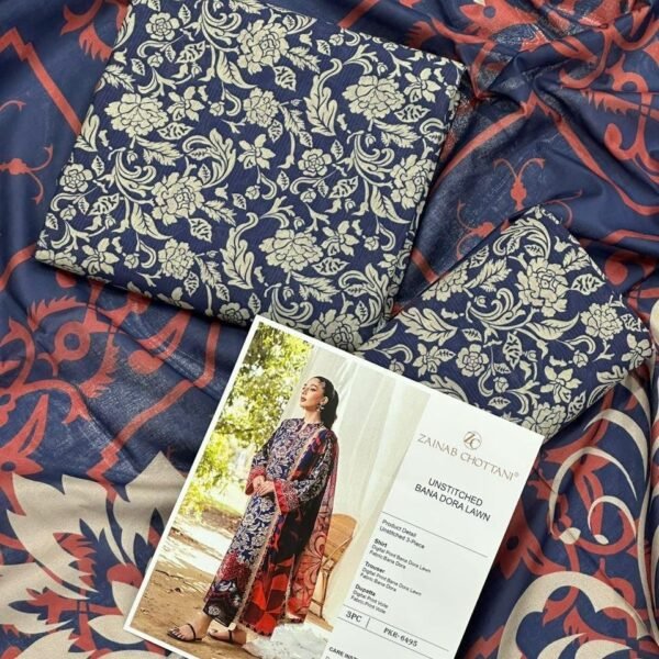 Zainab Chottani Lawn Unstitched 3 Piece Suit | Colour- Bight Grey