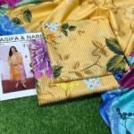 Asifa and Nabeel Lawn Unstitched 3 Piece Suit | Colour-Golden Suit
