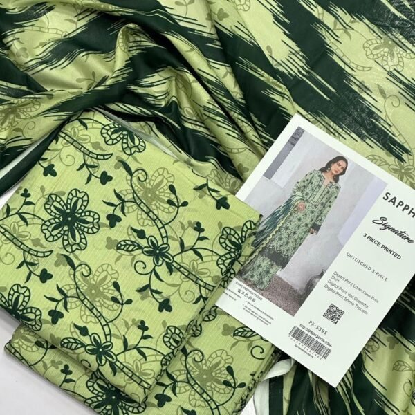 Sapphire Signature Unstitched 3 Piece Digital Print Lawn | Colour-Green