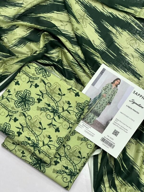 Sapphire Signature Unstitched 3 Piece Digital Print Lawn | Colour-Green