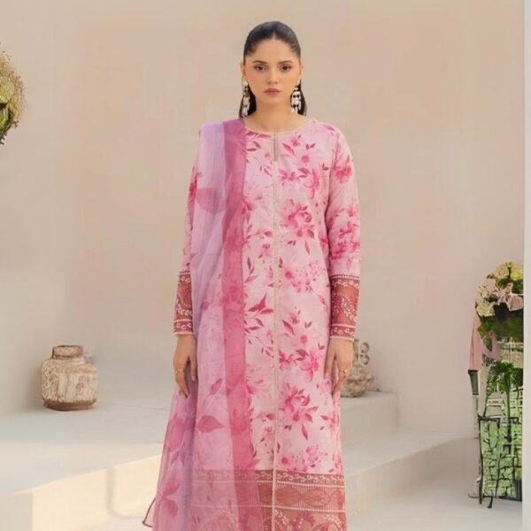 women wear Limelight Summer Lawn 3 Piece Suit | Colour- Pinkish Red