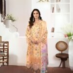 women wear Asifa and Nabeel Lawn 3 Piece Suit | Colour-Golden Suit