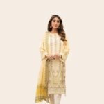 women wear Farasha Lawn 3 Piece Suit | Colour-Brown