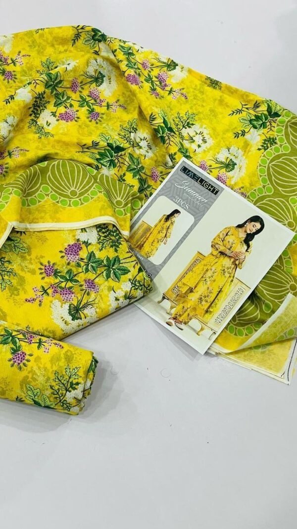 Limelight Summer Unstitched Lawn 3 Piece Suit | Colour- Mustard Yellow