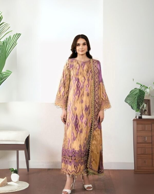 women wear Asifa and Nabeel Lawn 3 Piece Suit | Colour- Peach Orange Suit