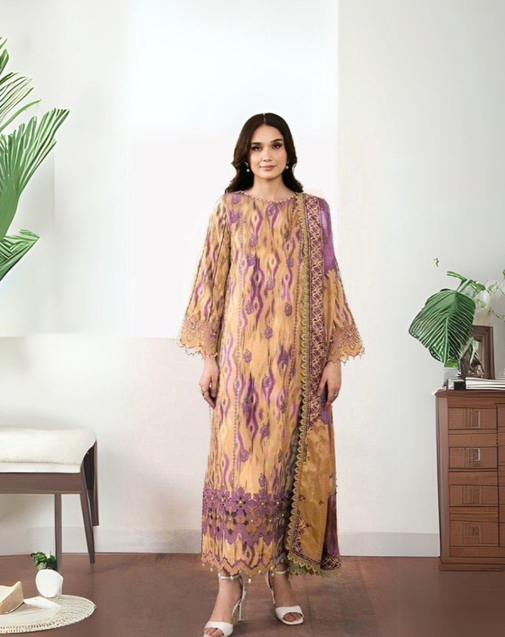 women wear Asifa and Nabeel Lawn 3 Piece Suit | Colour- Peach Orange Suit women wear Asifa and Nabeel Lawn 3 Piece Suit | Colour- Peach Orange Suit