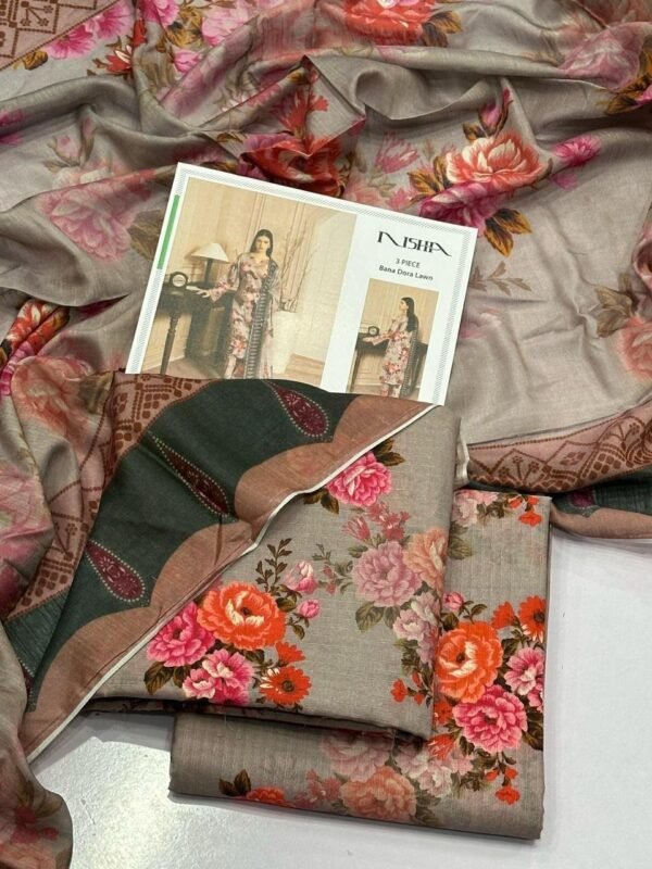 Nishat Lawn Unstitched 3 Piece Suit | Colour- Pale Oyster