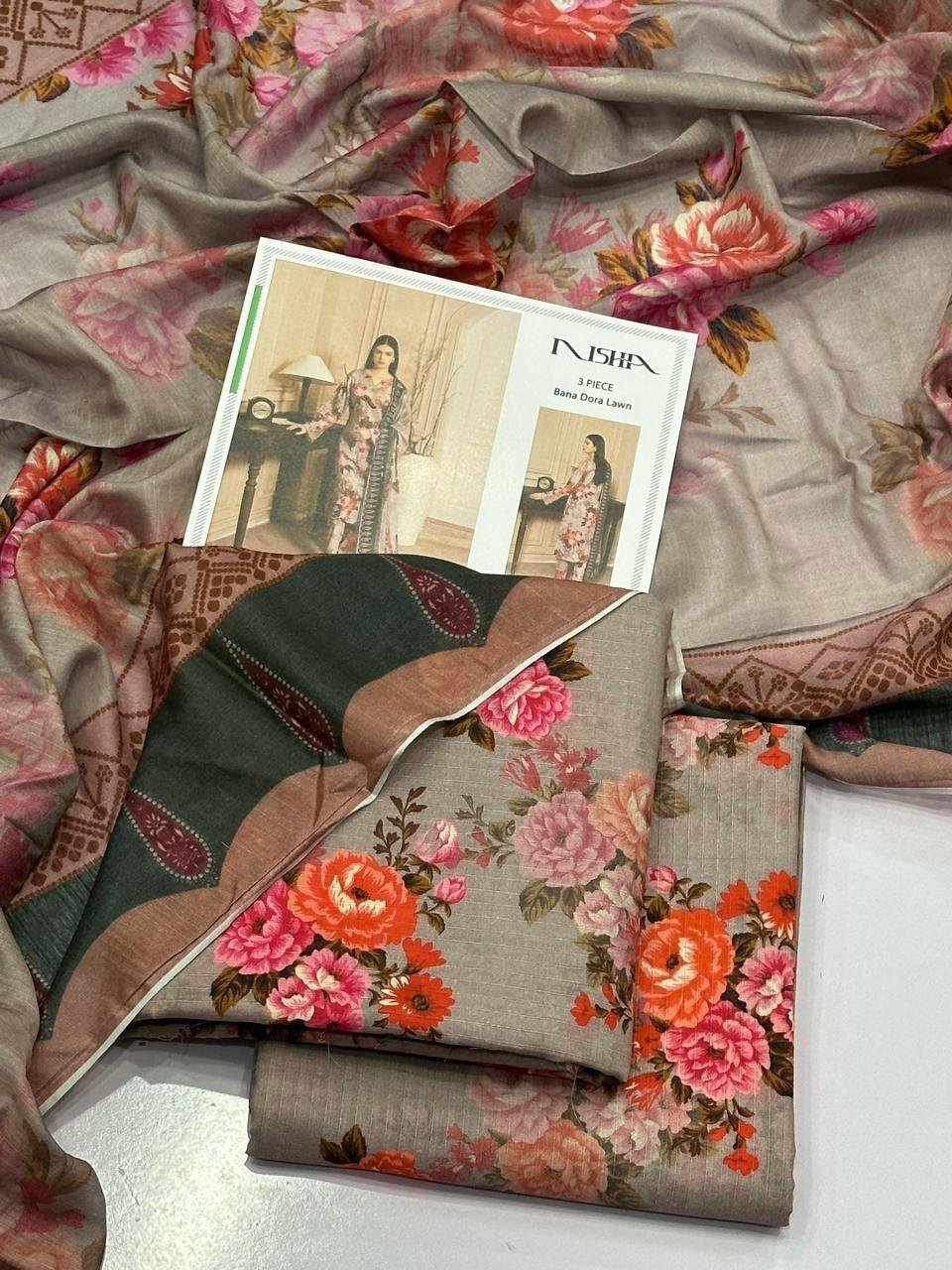 Nishat Lawn Unstitched 3 Piece Suit | Colour- Pale Oyster Nishat Lawn Unstitched 3 Piece Suit | Colour- Pale Oyster