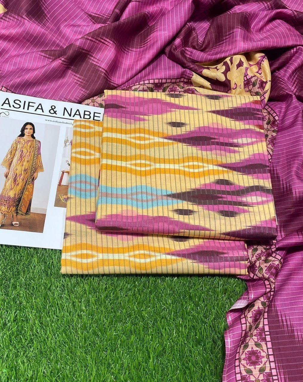 Asifa and Nabeel Lawn Unstitched 3 Piece Suit | Colour- Peach Orange Suit Asifa and Nabeel Lawn Unstitched 3 Piece Suit | Colour- Peach Orange Suit