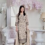 women wear Gul Ahmed Lawn 3 Piece Suit | Colour-Foggy Grey