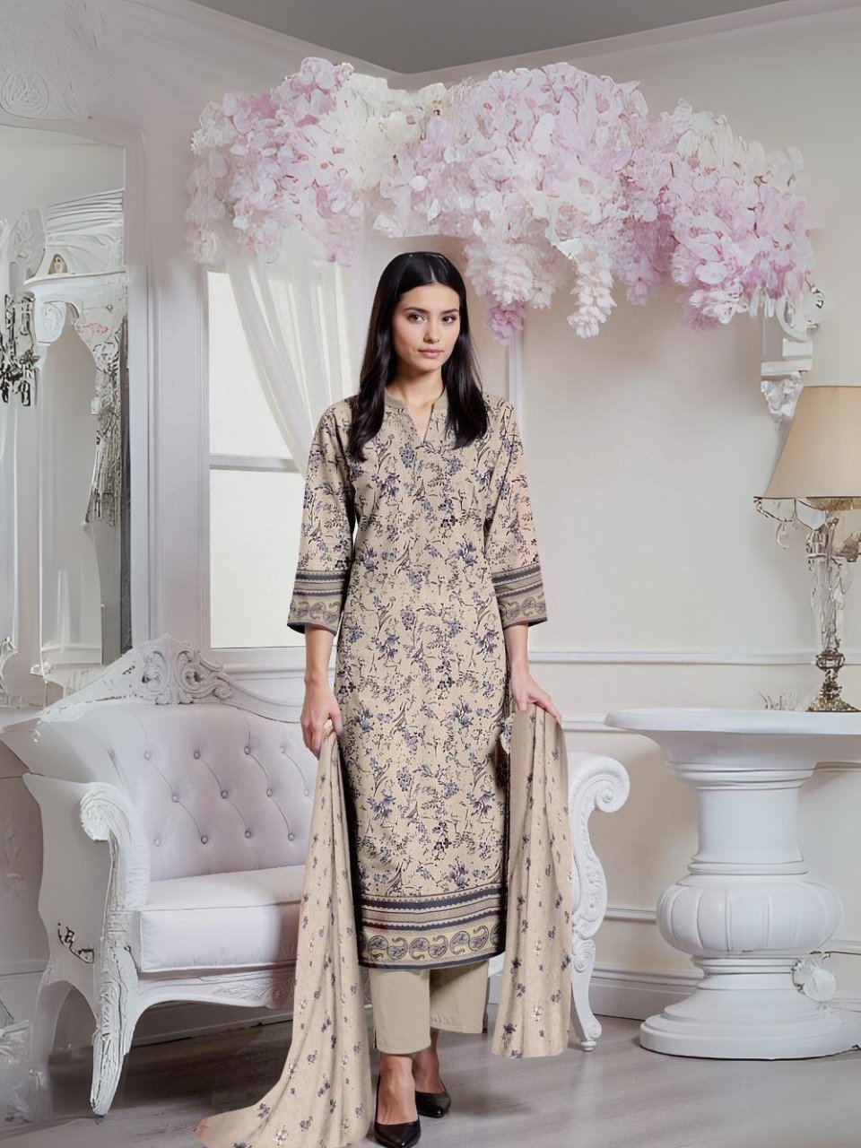 women wear Gul Ahmed Lawn 3 Piece Suit | Colour-Foggy Grey women wear Gul Ahmed Lawn 3 Piece Suit | Colour-Foggy Grey