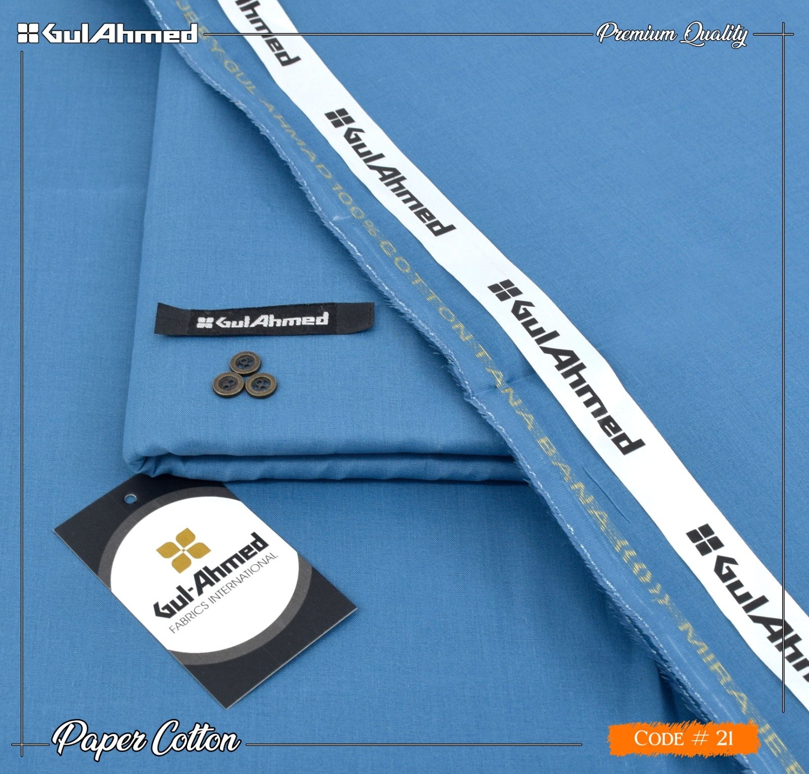 Gul Ahmed Mens Unstitched Paper Cotton Suit | Colour - Blue Koi Gul Ahmed Mens Unstitched Paper Cotton Suit in Blue Koi