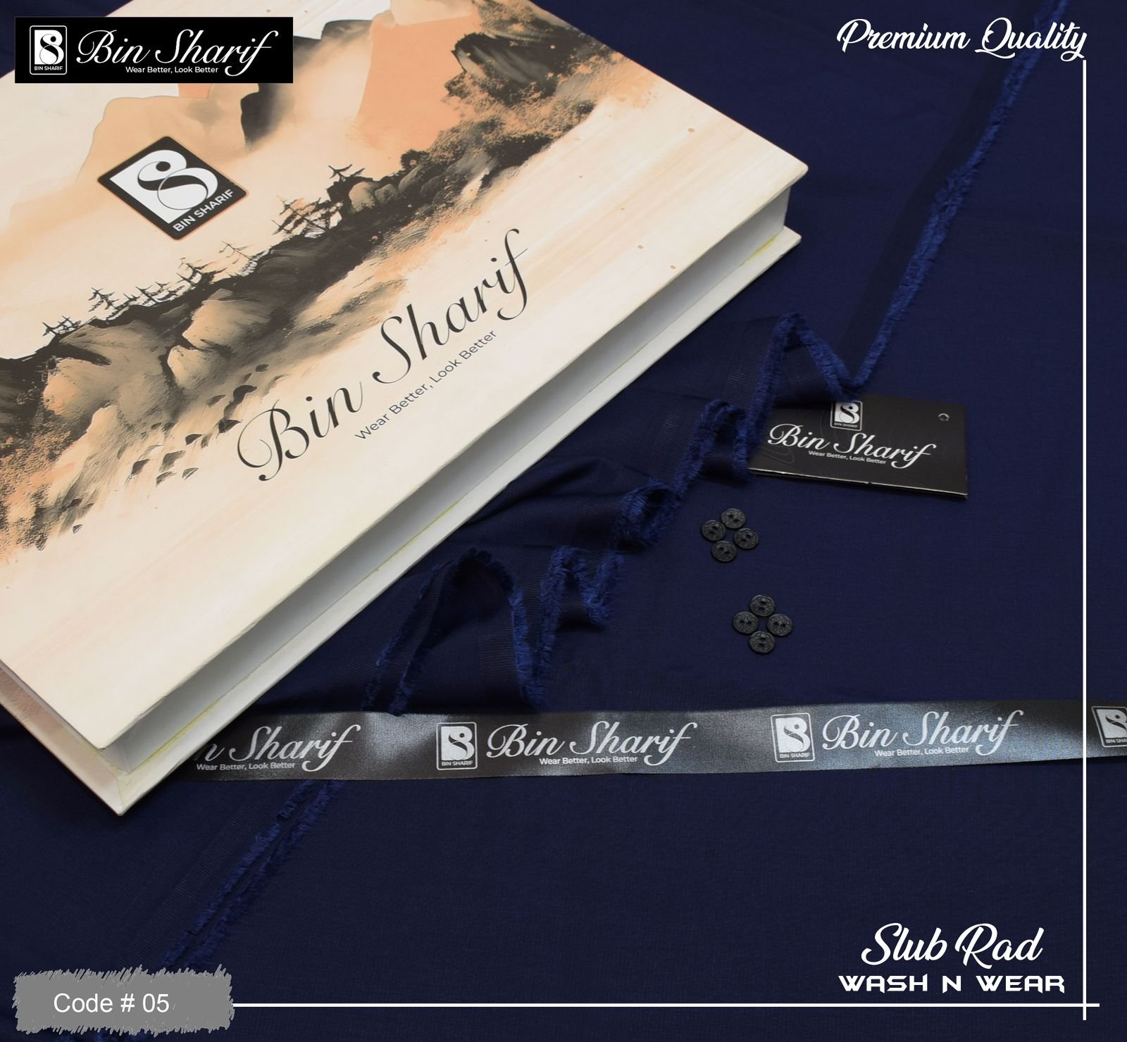 Bin Shareef Mens Unstitched Suits | Colour- Blue Bin Shareef Mens Unstitched Suits | Colour- Blue