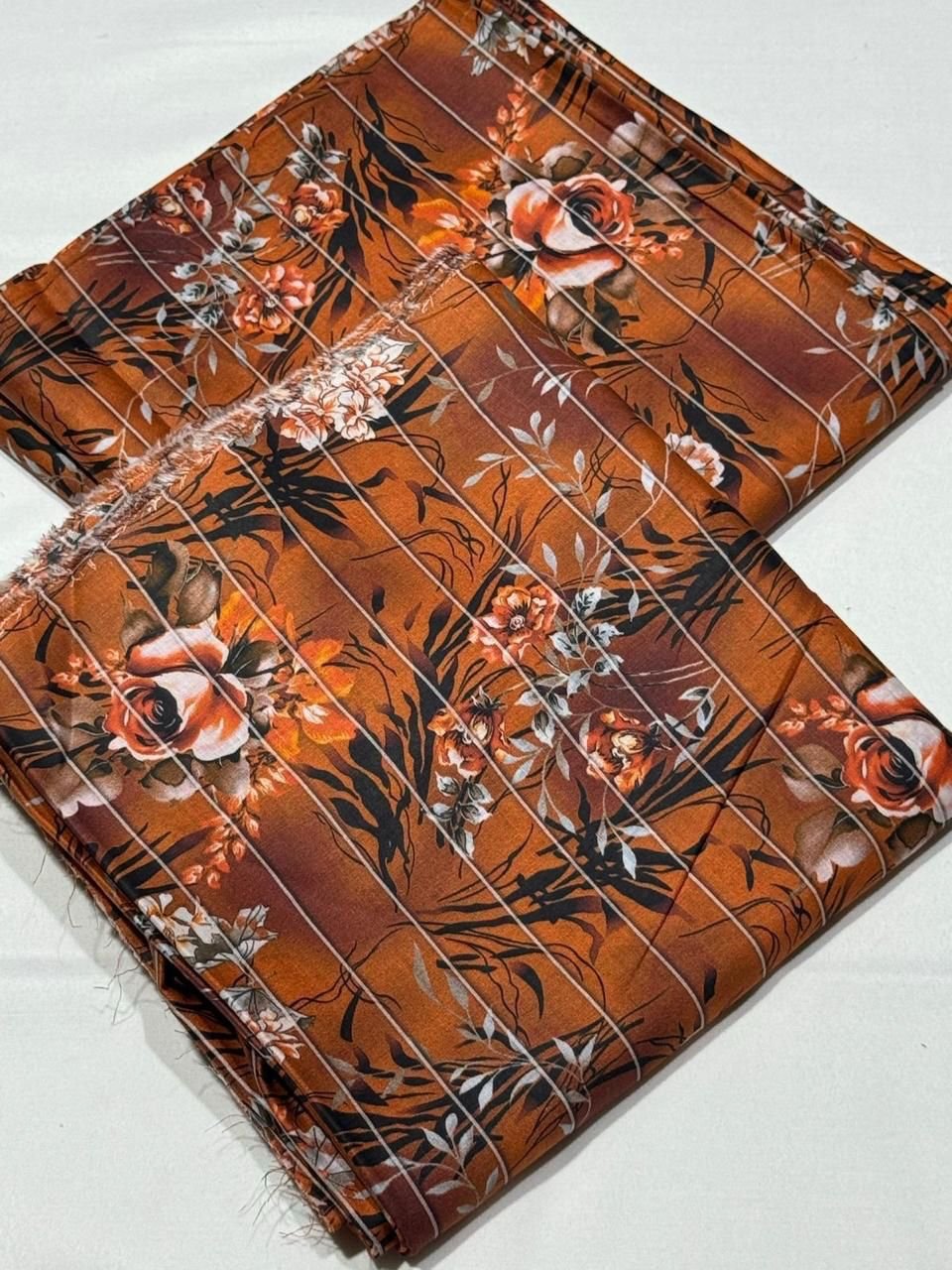 Bint e Naz Lawn Unstitched 2 Piece Suit | Colour-Brown Rust