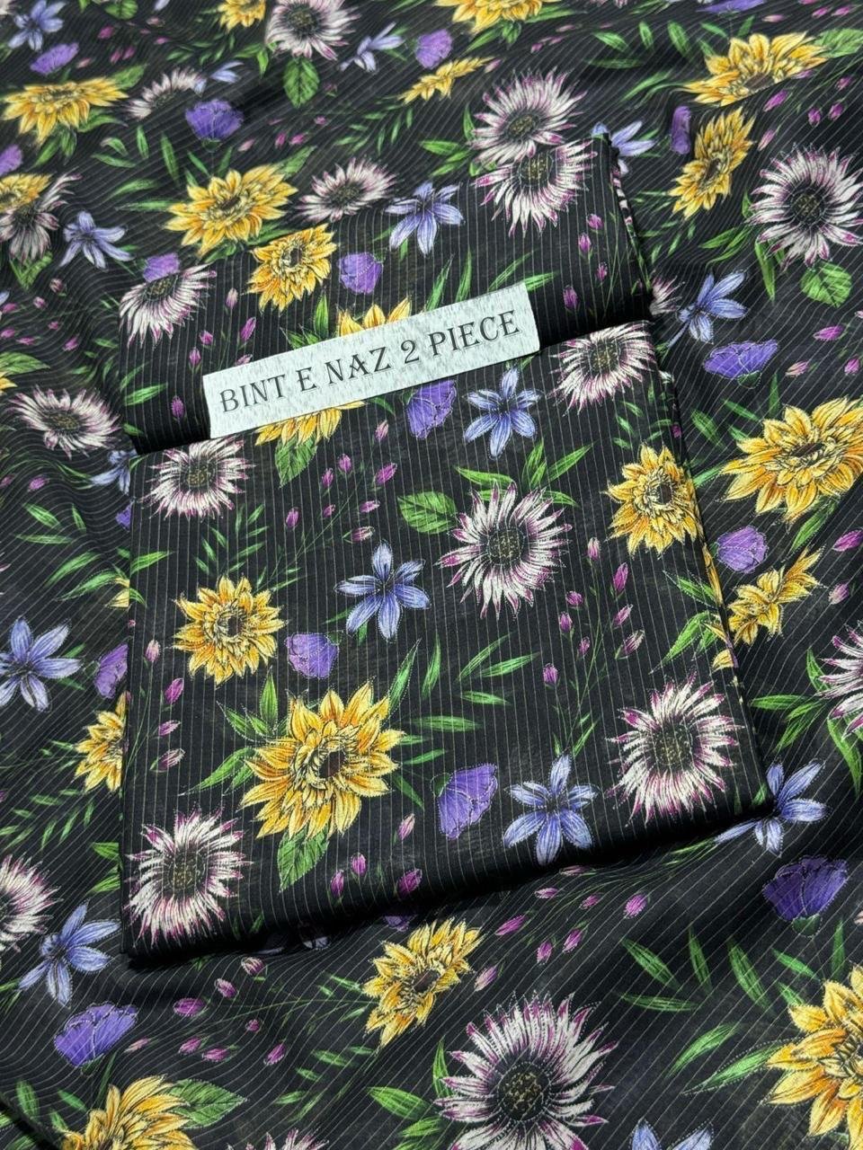 Bint e Naz Lawn Unstitched 2 Piece Suit | Colour-Charcoal Bint e Naz Lawn Unstitched 2 Piece Suit | Colour-Charcoal