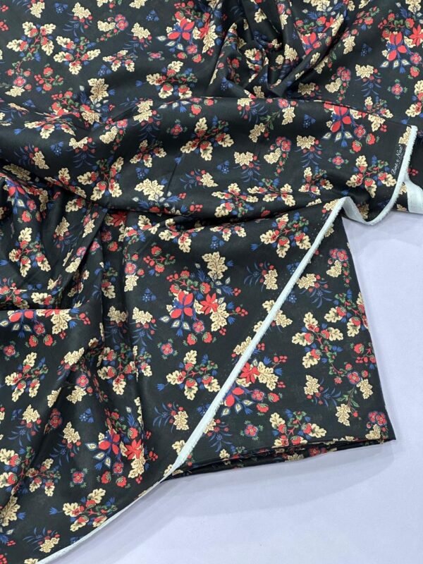 2-Piece Unstitched Printed Lawn Suit | Colour-Charcoal Grey