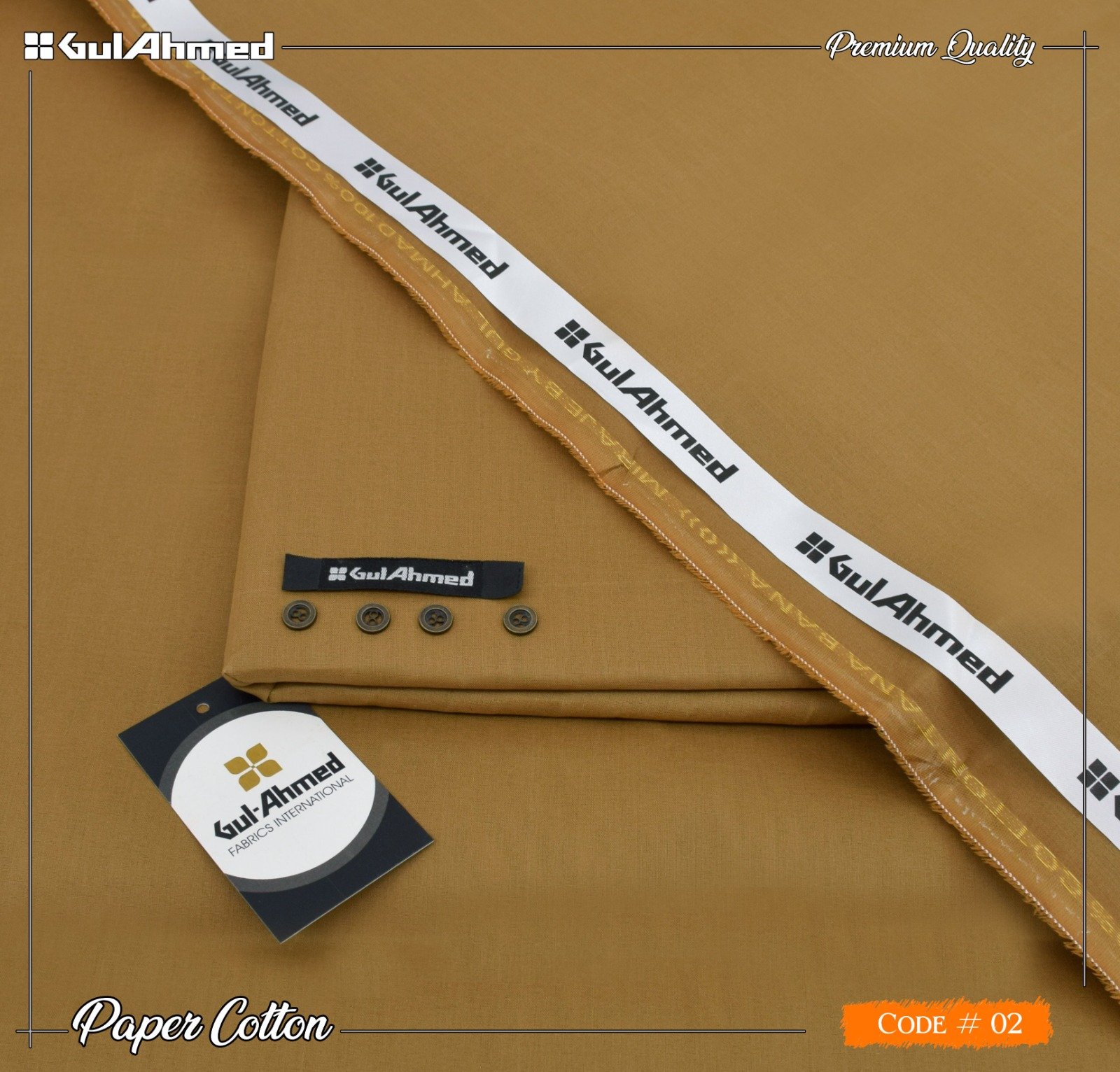 Gul Ahmed Mens Unstitched Paper Cotton Suit | Colour - Clay Brown Gul Ahmed Mens Unstitched Paper Cotton Suit in Clay Brown