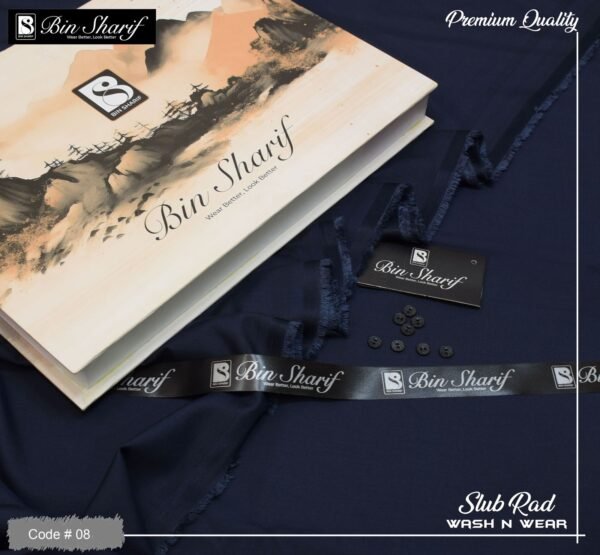Bin Shareef Mens Unstitched Suits | Colour- Dark Blue