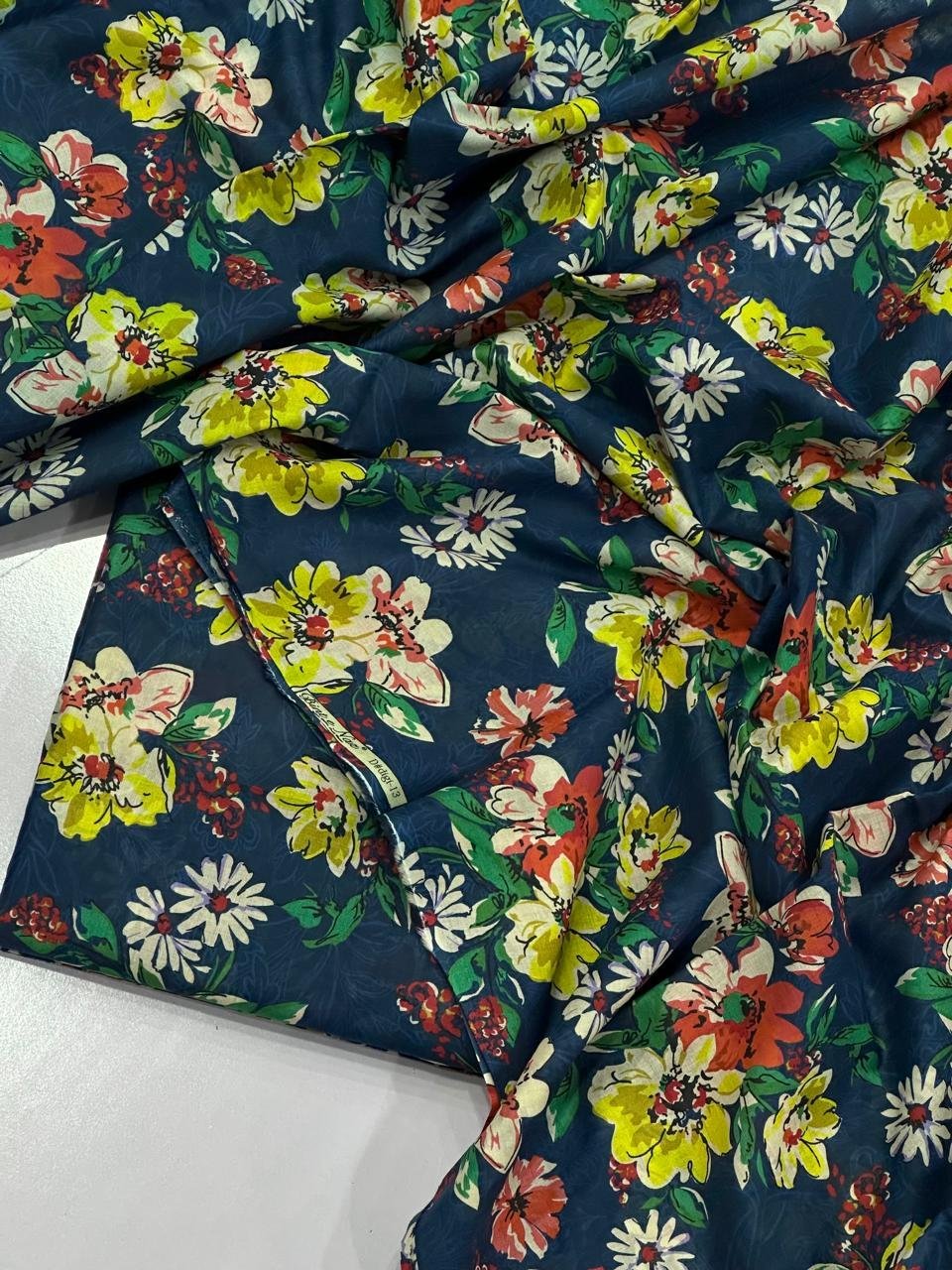 2-Piece Unstitched Printed Lawn Suit | Colour-Dark Blue Gray