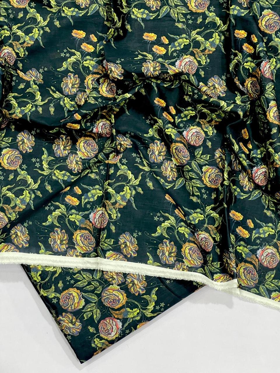 Bint e Naz Lawn Unstitched 2 Piece Suit | Colour-Dark Green