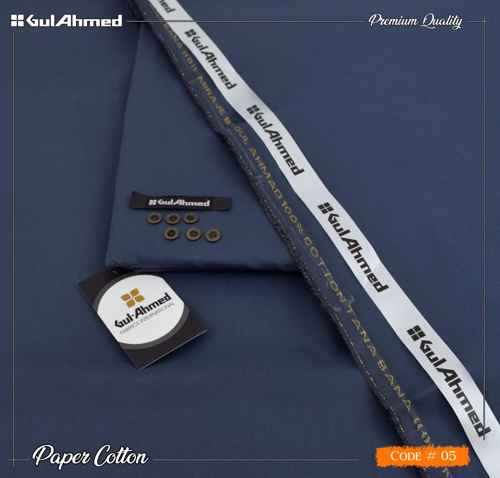 Gul Ahmed Mens Unstitched Paper Cotton Suit | Colour - Dark Grey Blue Gul Ahmed Mens Unstitched Paper Cotton Suit in Dark Grey Blue