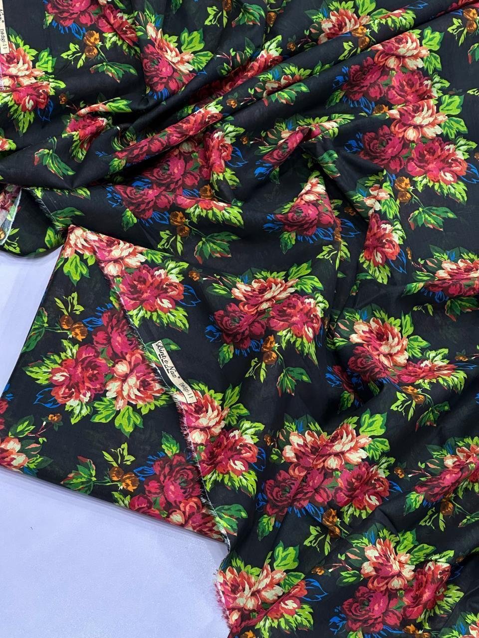 Bint e Naz Lawn Unstitched 2 Piece Suit | Colour-Dark Slate Grey