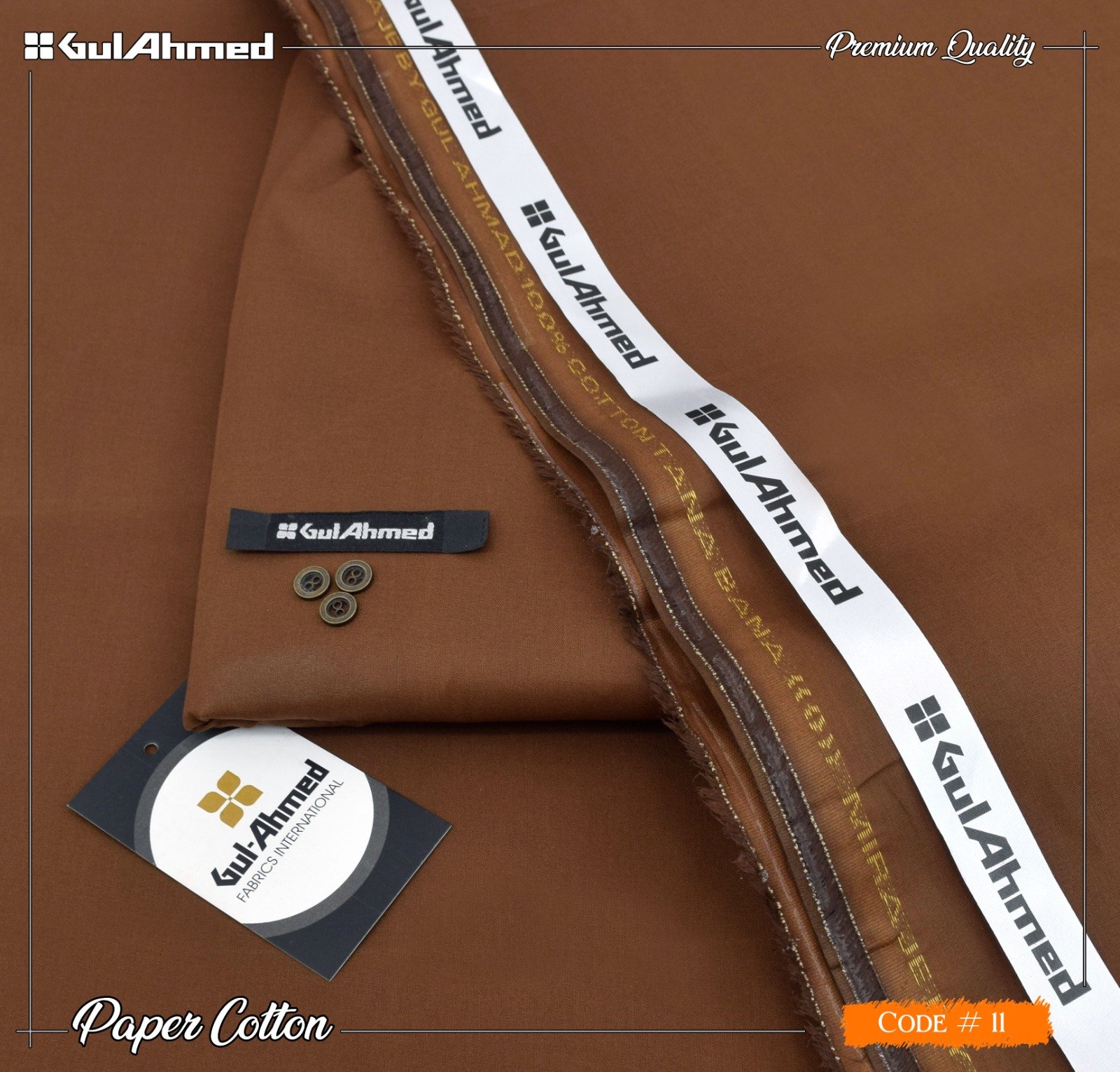 Gul Ahmed Mens Unstitched Paper Cotton Suit | Colour - Deep Coffee Gul Ahmed Mens Unstitched Paper Cotton Suit in Deep Coffee