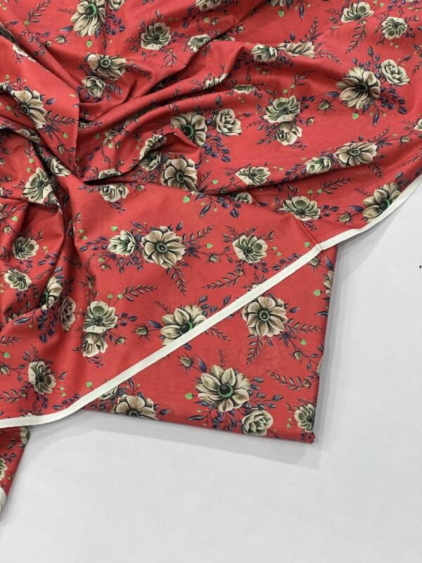 2-Piece Unstitched Printed Lawn Suit | Colour-Dull Red