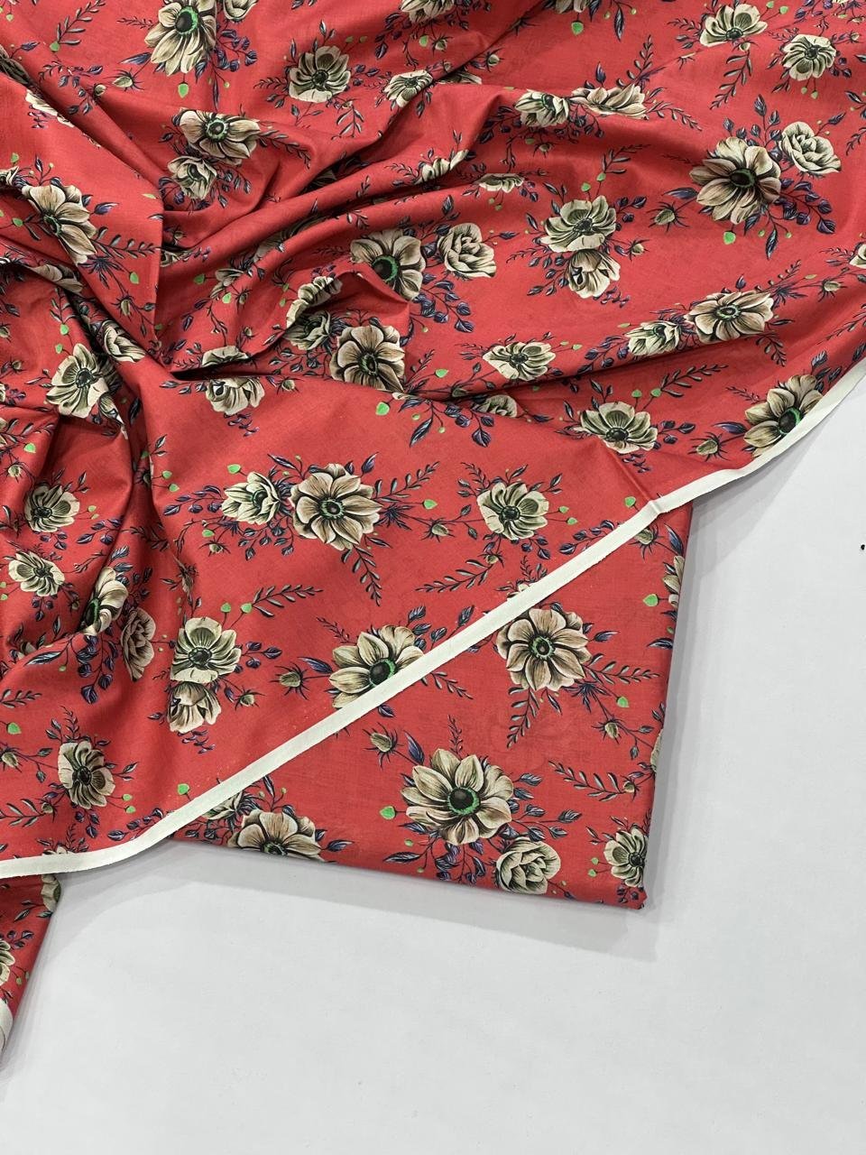 2-Piece Unstitched Printed Lawn Suit | Colour-Dull Red 2-Piece Unstitched Printed Lawn Suit | Colour-Dull Red