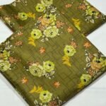 Bint e Naz Lawn Unstitched 2 Piece Suit | Colour-Greenish Brown