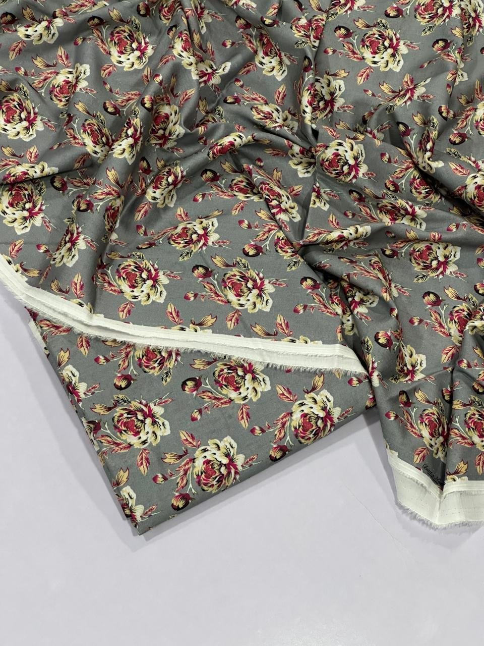 2-Piece Unstitched Printed Lawn Suit | Colour-Medium Gray