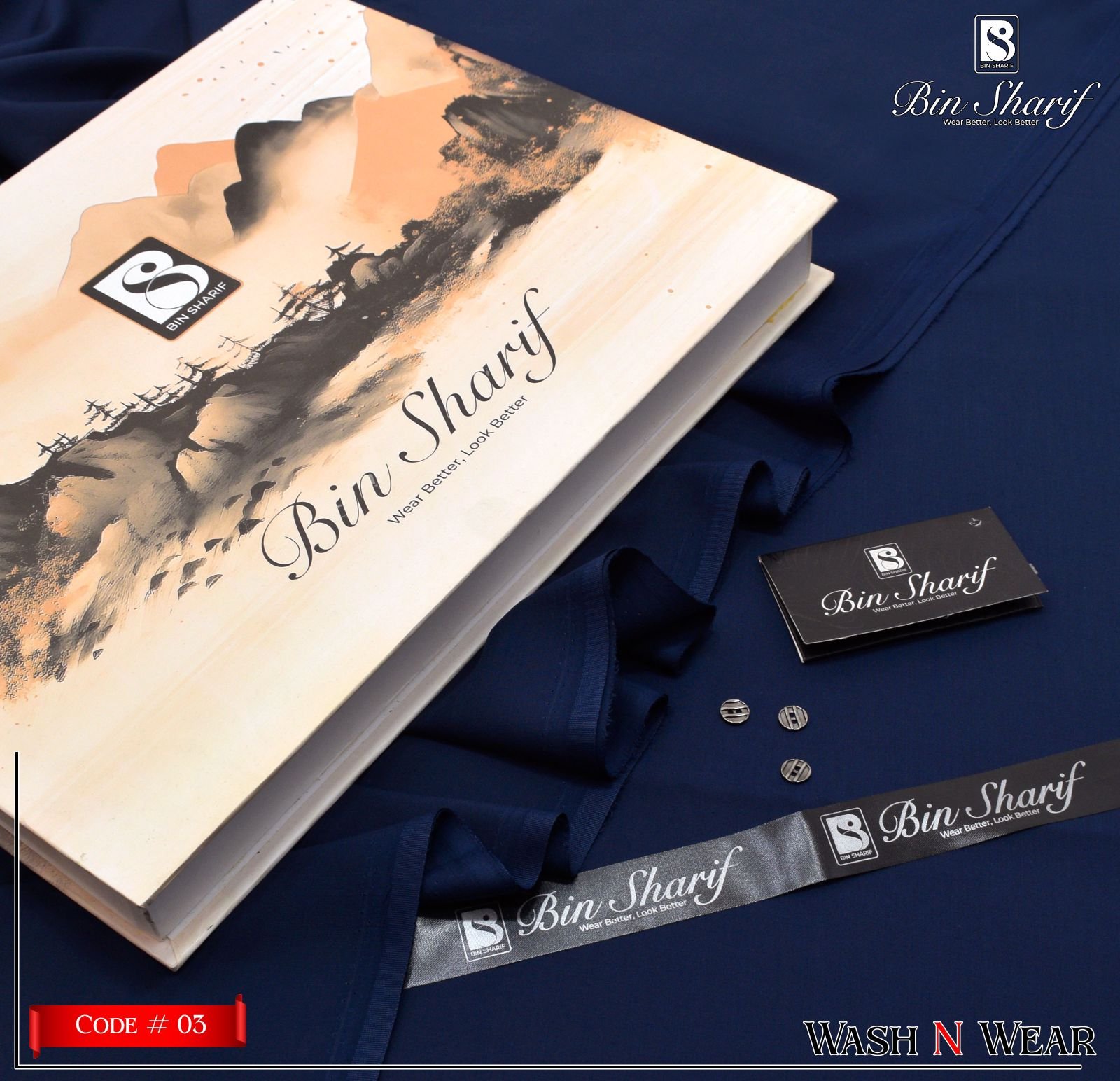 Bin Shareef Mens Unstitched Suits | Colour- Nile Blue