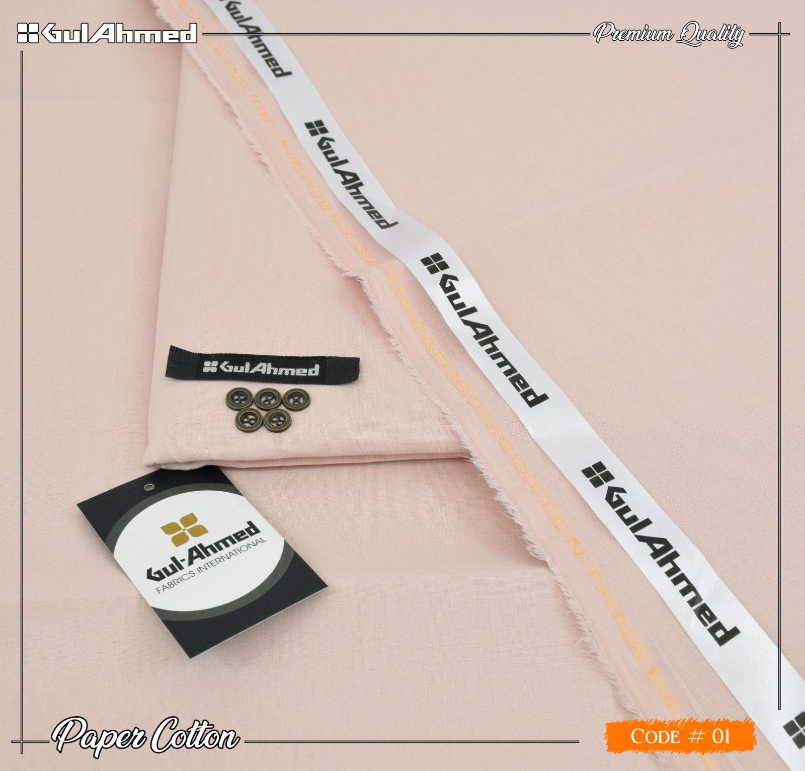 Gul Ahmed Mens Unstitched Paper Cotton Suit in Pink Flare