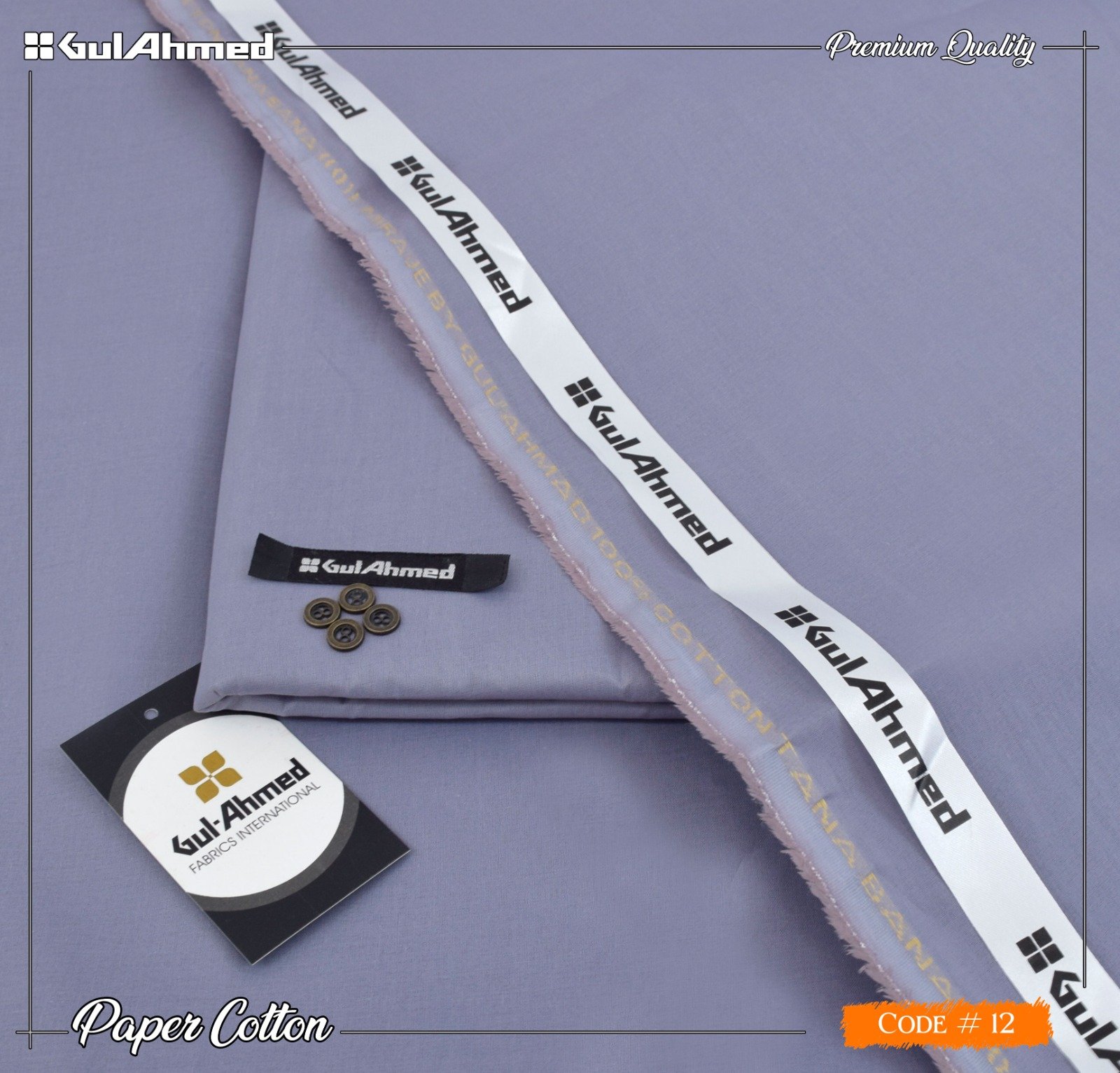 Gul Ahmed Mens Unstitched Paper Cotton Suit in Regent Grey