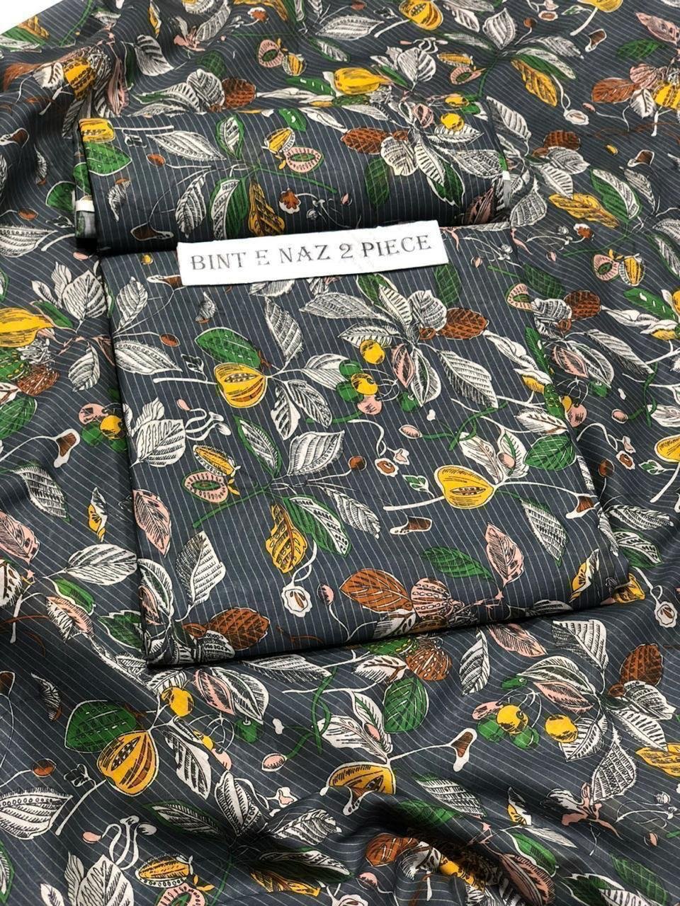 Bint e Naz Lawn Unstitched 2 Piece Suit | Colour-Slate Grey