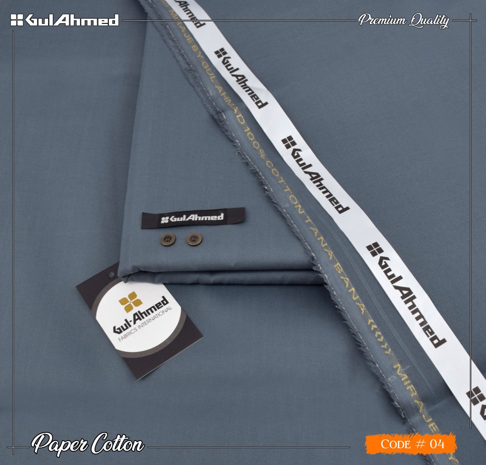 Gul Ahmed Mens Unstitched Paper Cotton Suit | Colour - Slate Gul Ahmed Mens Unstitched Paper Cotton Suit in Slate