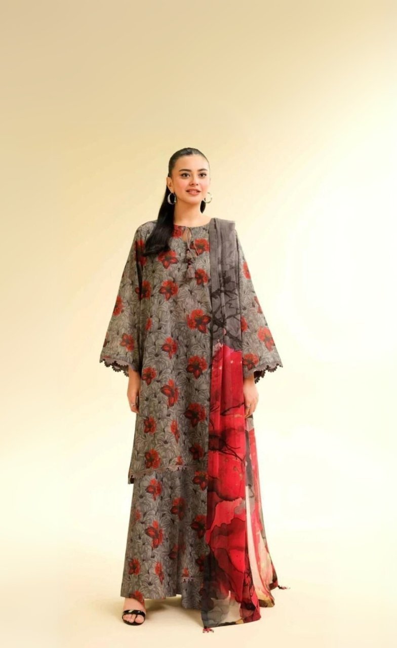 women wear Limelight Summer Lawn 3 Piece Suit | Colour-Grey Brown women wear Limelight Summer Lawn 3 Piece Suit | Colour-Grey Brown