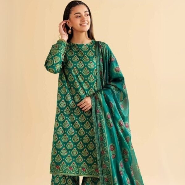 women wear Limelight Summer Lawn 3 Piece Suit | Colour-Dark Blue Green