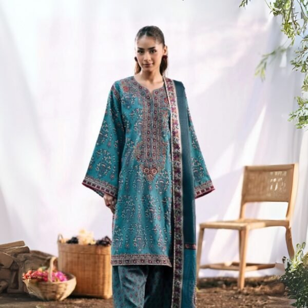 Women wear Grey-blue Xenia Lawn suit