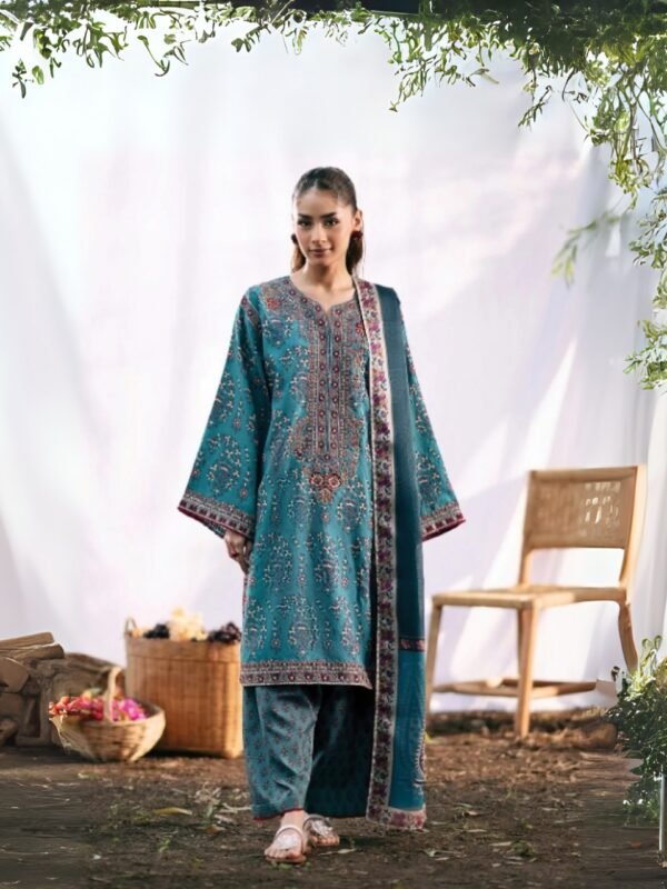 Women wear Grey-blue Xenia Lawn suit