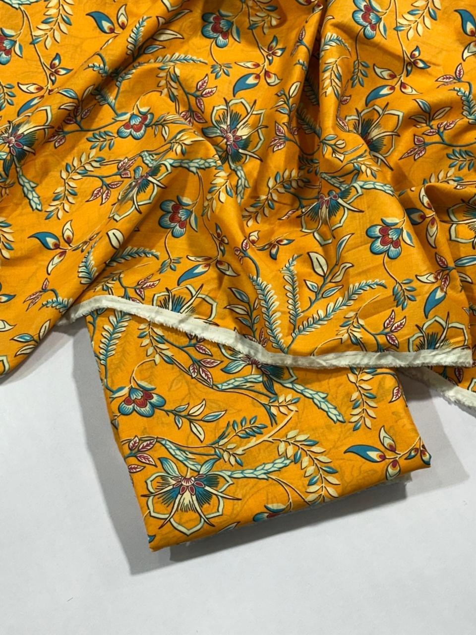 2-Piece Unstitched Printed Lawn Suit | Colour-Yellow